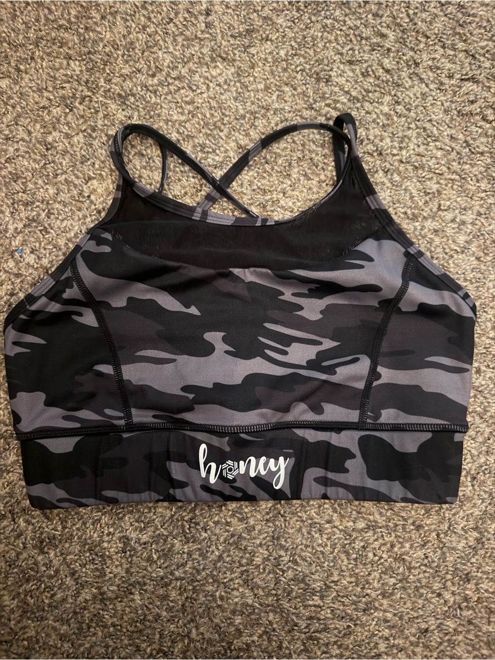 Black Gray Camouflage Sports Bra